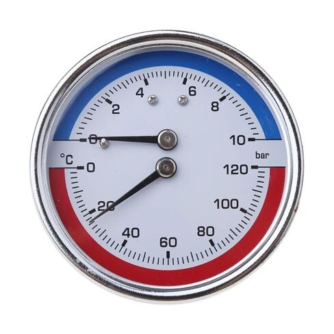 1pc Thermo-Manometer Boiler Temperature & Pressure Gauge 0-120 ℃ 0-10 Bar Mearsuring Range-Fitting- for Floor Heating System M4YD in Kuwait