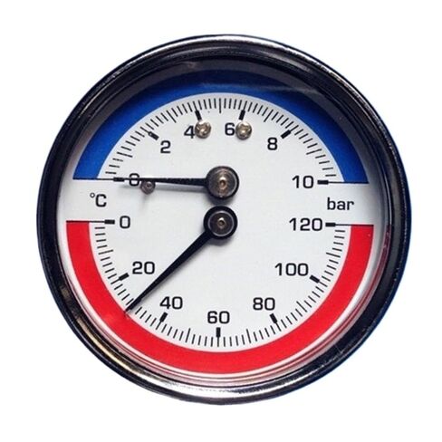1pc Thermo-Manometer Boiler Temperature & Pressure Gauge 0-120 ℃ 0-10 Bar Mearsuring Range-Fitting- for Floor Heating System M4YD in Kuwait