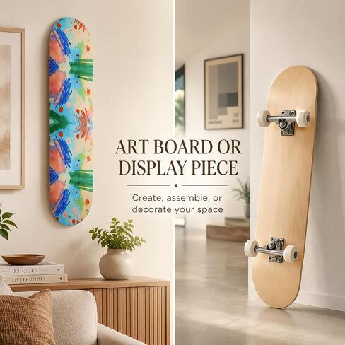3 Pcs Blank Skateboard Decks, Unfinished Wood Art Boards for DIY Custom Graffiti, 23.6 x 5.9 in Skateboard Deck Set with Pre-Drilled Holes for Art Painting Home Decoration in Kuwait