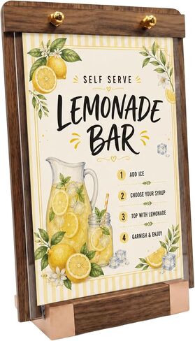 1 Pack Classy Sign Holder 8.5 x 11 with Slanted Wooden Base, Vertical Countertop Menu Display Stand for Coffee Shop, Bakery, Retail, Wedding in Kuwait