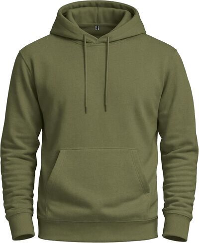 Men's Fleece Hoodie with Kangaroo Pocket Midweight Hooded Sweatshirt Cotton and Polyester Casual Pullover in Kuwait