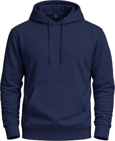 Men's Fleece Hoodie with Kangaroo Pocket Midweight Hooded Sweatshirt Cotton and Polyester Casual Pullover in Kuwait