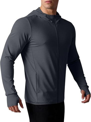Mens UPF 50+ Casual Fishing Hoodie Shirt Long Sleeve UV Sun Hoodie Quick Dry Lightweight Hooded Athletic Hiking Shirt in Kuwait