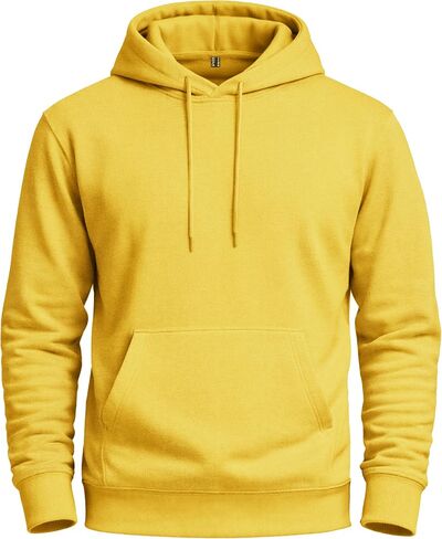 Men's Fleece Hoodie with Kangaroo Pocket Midweight Hooded Sweatshirt Cotton and Polyester Casual Pullover in Kuwait