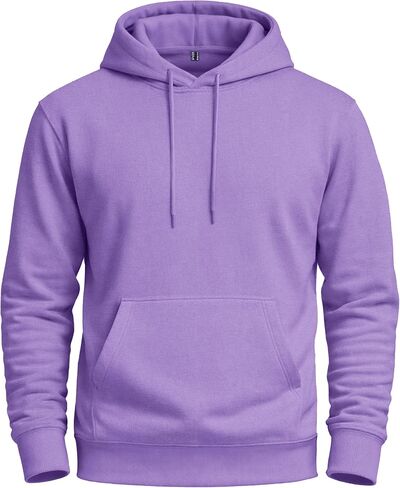 Men's Fleece Hoodie with Kangaroo Pocket Midweight Hooded Sweatshirt Cotton and Polyester Casual Pullover in Kuwait