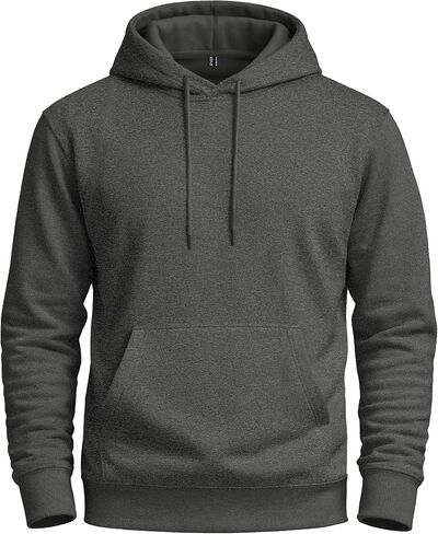 Men's Fleece Hoodie with Kangaroo Pocket Midweight Hooded Sweatshirt Cotton and Polyester Casual Pullover in Kuwait