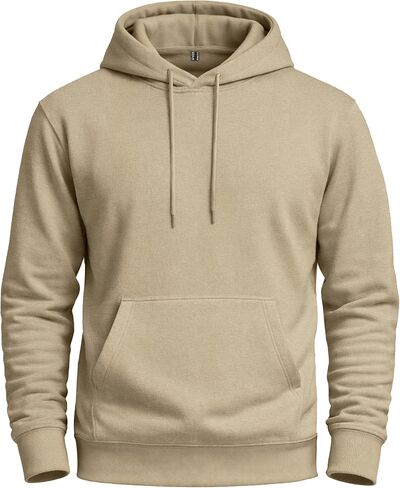 Men's Fleece Hoodie with Kangaroo Pocket Midweight Hooded Sweatshirt Cotton and Polyester Casual Pullover in Kuwait