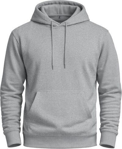 Men's Fleece Hoodie with Kangaroo Pocket Midweight Hooded Sweatshirt Cotton and Polyester Casual Pullover in Kuwait