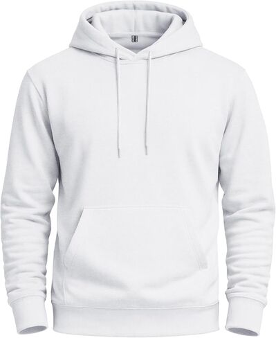 Men's Fleece Hoodie with Kangaroo Pocket Midweight Hooded Sweatshirt Cotton and Polyester Casual Pullover in Kuwait