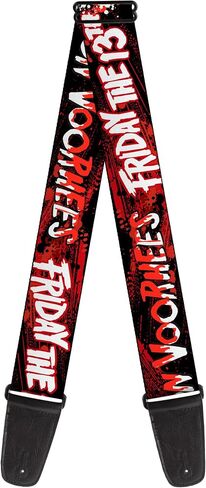 Buckle-Down Friday the 13th Guitar Strap, Friday the 13th Jason Voorhies Mask Text Black Red White, 2 Inches Wide in Kuwait