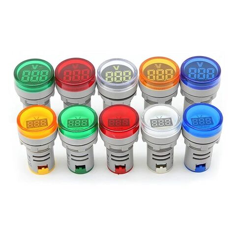 1 قطعة 22 مللي متر لتقوم بها بنفسك الفولتميتر الرقمي الصغير المستدير AC20-500V/DC5-60V جهاز قياس الجهد الكهربائي متر مراقبة مؤشر الطاقة LED مصباح دليلي ضوء (طباعة صغيرة زرقاء) in Kuwait