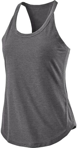 Womens Racerback Tank Top Sleeveless Athletic Shirt Loose Fit Back Pleat Scoop Neck Workout Summer Tops in Kuwait