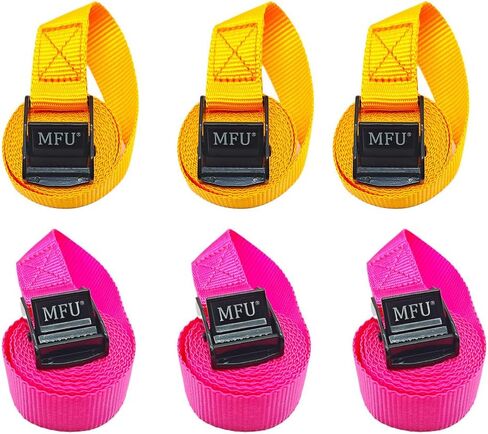 MFU Lashing Straps 1 "x 8 ft 100% بوليستر 1100 رطل الثقيلة التعادل أسفل حزام السرج 6-حزمة قابل للتعديل كام مشبك البضائع الأشرطة لقوارب الكاياك، مقطورة، البطارية - الملونة (الأرجواني + الأزرق) in Kuwait