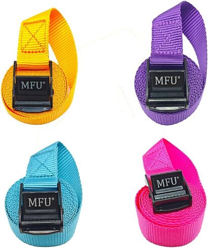 MFU Lashing Straps 1 "x 8 ft 100% بوليستر 1100 رطل الثقيلة التعادل أسفل حزام السرج 6-حزمة قابل للتعديل كام مشبك البضائع الأشرطة لقوارب الكاياك، مقطورة، البطارية - الملونة (الأرجواني + الأزرق) in Kuwait