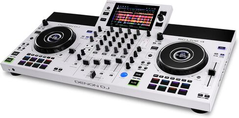 Denon DJ SC LIVE 4 WHITE - وحدة تحكم DJ مستقلة مع سيقان على 4 طوابق، بث واي فاي، مكبرات صوت مدمجة، متوافق مع Serato DJ وVirtual DJ in Kuwait