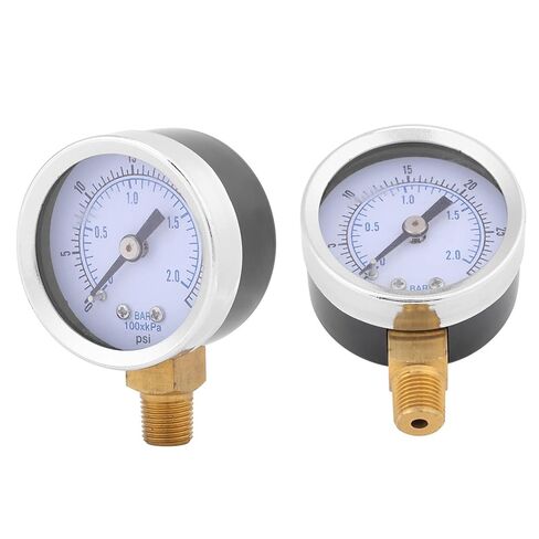 مقياس ضغط صغير، 0-30psi 0-2bar قياس مزدوج النطاق، مقياس ضغط مزدوج، مع غلاف معدني متين، من أجل in Kuwait