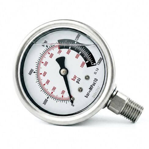 G2535L Hydraulic Pressure Gauge, Dual Scale Ranging from 0 to 15,000 PSI and 0 to 1000 Bar, Diameter 2-1/2 Inches, 1/4 Inch Nptf Male Connector, +/-1.5% Accuracy，Replacement for Enerpac G2535l in Kuwait