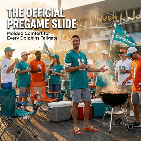 صنادل FOCO Miami Dolphins للرجال من إسفنج EVA مصبوب من الدوري الوطني لكرة القدم الأمريكية | مقاوم للماء، مرخص رسميًا in Kuwait