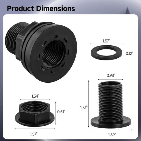 4 عبوات من تركيبات الحاجز PVC لبراميل المطر، 3/4 بوصة ذكر 1/2 بوصة أنثى حاجز مزدوج الخيوط، حلقات ختم سيليكون سميكة، محول موصل خزان مياه حوض السمك in Kuwait