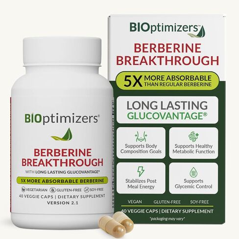 مكمل BIOptimizers Berberine Breakthrough - دعم التمثيل الغذائي - التمثيل الغذائي الصحي - 60 كبسولة - نباتي، خالي من الغلوتين، خالي من الصويا in Kuwait