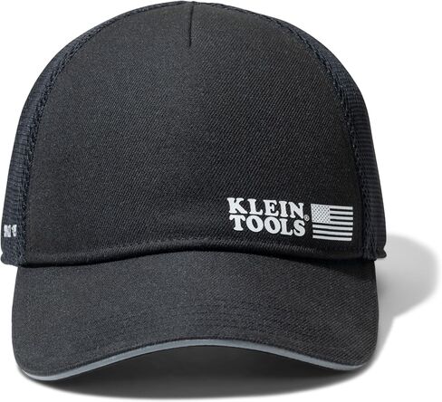 أدوات KLEIN TOOLS 22014 قبعة سوداء قابلة للتعديل، غطاء ممتص للصدمات، تصميم شبكي خلفي مع حافة عاكسة، جزء داخلي مبطن للبناء واستخدام موقع العمل in Kuwait
