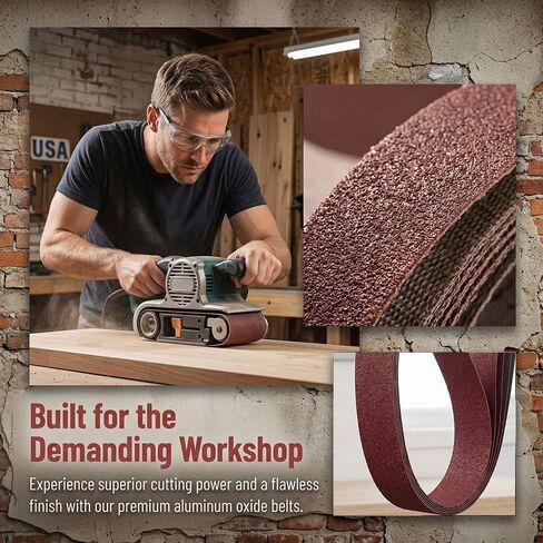 30pcs Aluminum Oxide Sanding Belts, Various Grit Sizes 60/80/120/180/240/600, Cloth Backing, Strong Connection, Smooth Operation in Kuwait