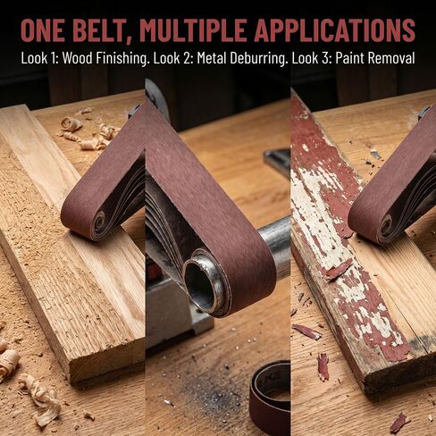 30pcs Aluminum Oxide Sanding Belts, Various Grit Sizes 60/80/120/180/240/600, Cloth Backing, Strong Connection, Smooth Operation in Kuwait