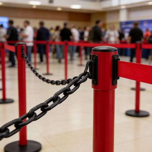 وصلات سلسلة بلاستيكية بطول 16.4 قدم، سلسلة بلاستيكية للحواجز، التحكم في الحشود، خطوط الانتظار، السياج، البوابة، الديكور - سهلة قطع السلاسل البلاستيكية السوداء in Kuwait