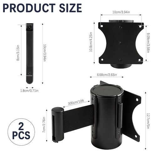 2 Pieces Retractable Belt Barrier Wall Mount Caution Belt 10 Feet with Red Case Crowd Control Barriers for Indoor and Outdoor Crowd Control Line Dividers in Kuwait