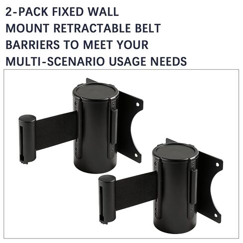 2 Pieces Retractable Belt Barrier Wall Mount Caution Belt 10 Feet with Red Case Crowd Control Barriers for Indoor and Outdoor Crowd Control Line Dividers in Kuwait