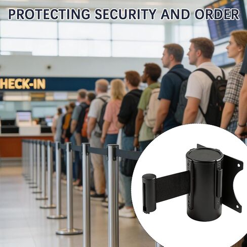 2 Pieces Retractable Belt Barrier Wall Mount Caution Belt 10 Feet with Red Case Crowd Control Barriers for Indoor and Outdoor Crowd Control Line Dividers in Kuwait
