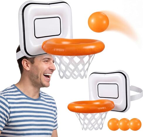 Civaner Inflatable Basketball Hoop Hat Game Head-Mounted Toss for Kids Adults Basketball Themed Carnivals Birthdays Party Supplies Outdoor Activities in Kuwait