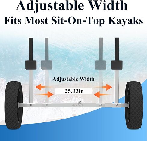 GanFindX Heavy Duty Kayak Cart Adjustable Foldable Kayak Trolley with Solid Foam Wheels Portable Kayak Transport Cart Tie Down Straps Included Adjustable Width Light Green in Saudi Arabia