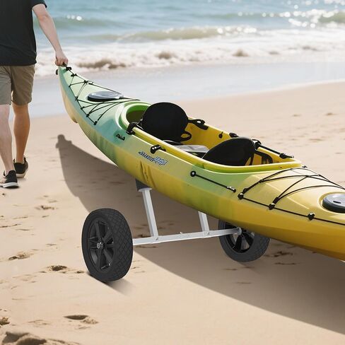 GanFindX Heavy Duty Kayak Cart Adjustable Foldable Kayak Trolley with Solid Foam Wheels Portable Kayak Transport Cart Tie Down Straps Included Adjustable Width Light Green in Saudi Arabia