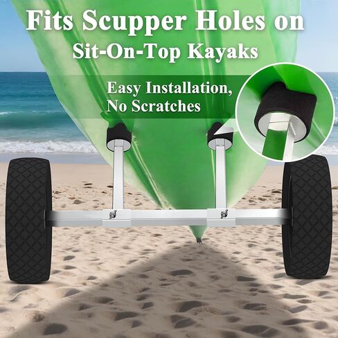 GanFindX Heavy Duty Kayak Cart Adjustable Foldable Kayak Trolley with Solid Foam Wheels Portable Kayak Transport Cart Tie Down Straps Included Adjustable Width Light Green in Saudi Arabia