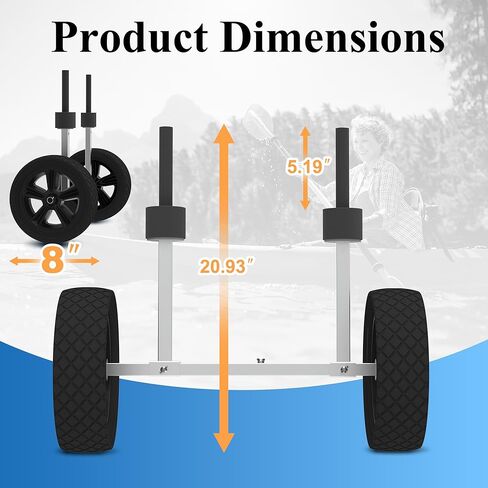 GanFindX Heavy Duty Kayak Cart Adjustable Foldable Kayak Trolley with Solid Foam Wheels Portable Kayak Transport Cart Tie Down Straps Included Adjustable Width Light Green in Saudi Arabia