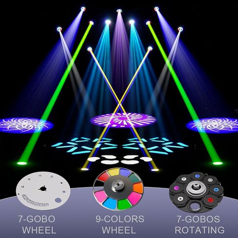 SHEHDS GalaxyJet 300W LED Moving Head Light, Beam&GOBO&Wash 3in1, 55000 lx/5m, 5-Prism Effect, Frost Effect, 7-Slot GOBO Wheel, 9-Colors, 7-Gobos Rotating, DMX512 for Party, KTV, School, Stage Show in Kuwait