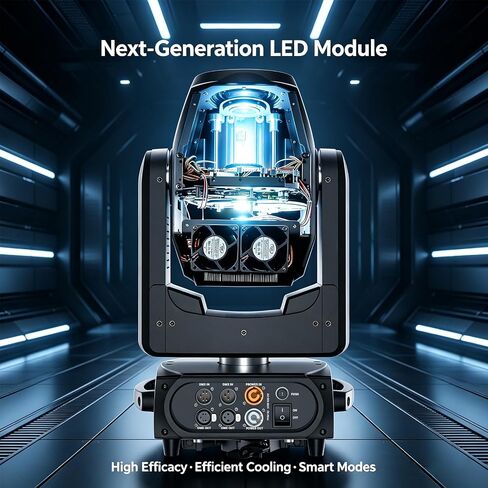 SHEHDS GalaxyJet 300W LED Moving Head Light, Beam&GOBO&Wash 3in1, 55000 lx/5m, 5-Prism Effect, Frost Effect, 7-Slot GOBO Wheel, 9-Colors, 7-Gobos Rotating, DMX512 for Party, KTV, School, Stage Show in Kuwait