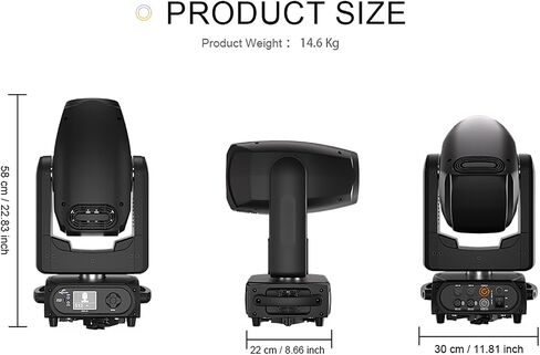 SHEHDS GalaxyJet 300W LED Moving Head Light, Beam&GOBO&Wash 3in1, 55000 lx/5m, 5-Prism Effect, Frost Effect, 7-Slot GOBO Wheel, 9-Colors, 7-Gobos Rotating, DMX512 for Party, KTV, School, Stage Show in Kuwait