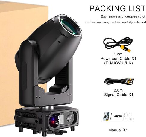 SHEHDS GalaxyJet 300W LED Moving Head Light, Beam&GOBO&Wash 3in1, 55000 lx/5m, 5-Prism Effect, Frost Effect, 7-Slot GOBO Wheel, 9-Colors, 7-Gobos Rotating, DMX512 for Party, KTV, School, Stage Show in Kuwait