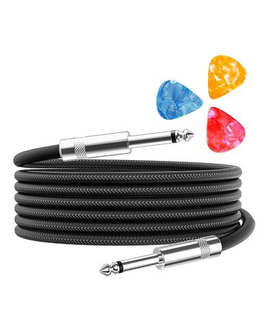 Guitar Cable, Guitar Cord 10ft AMP Cord for Bass & Electric Guitars/Keyboard/Mandolin TS 1/4 Inch Instrument Cable, Pro Audio Straight Angle Black in Saudi Arabia