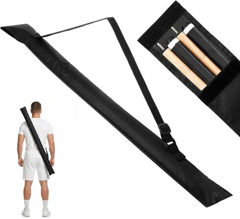 Larrel Pool Stick Case, 46.5 Inches/118cm Black Pool Stick Carrying Case with Adjustable Shoulder Strap, Portable Sturdy Pools Cue Bag for Tournaments Casual Play in Kuwait