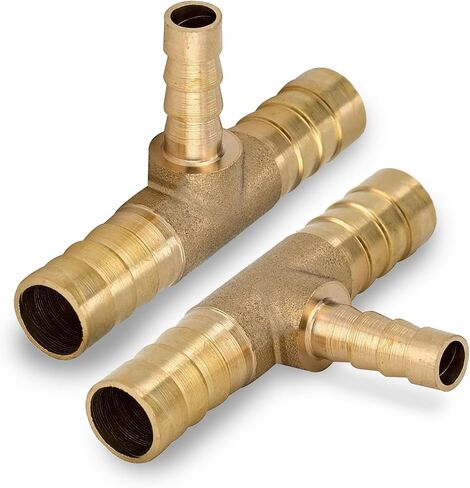 5/16" x 1/4" x 5/16" Reducing Barb Hose Fitting Tee 8 x 6 x 8mm Barb Brass Hose Barb T Shape Adapter - Reducer T-Fitting for Tubing, Pack of 2 in Kuwait
