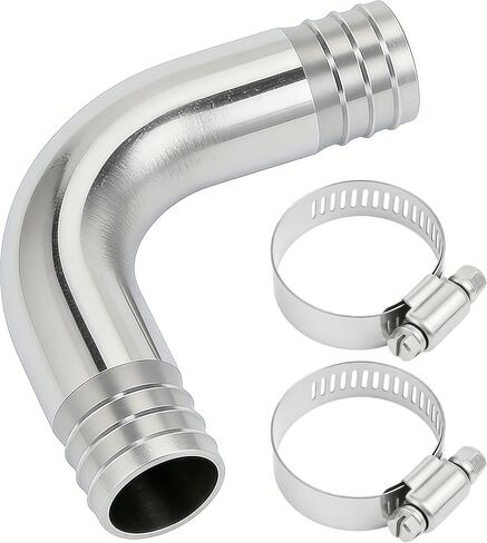 304 Stainless Steel Sanitary Hose Barb Fitting 2" Barbed x 2" Barbed 90 Degree Elbow, 1pc Fitting with 2pcs Hose Clamps in Kuwait