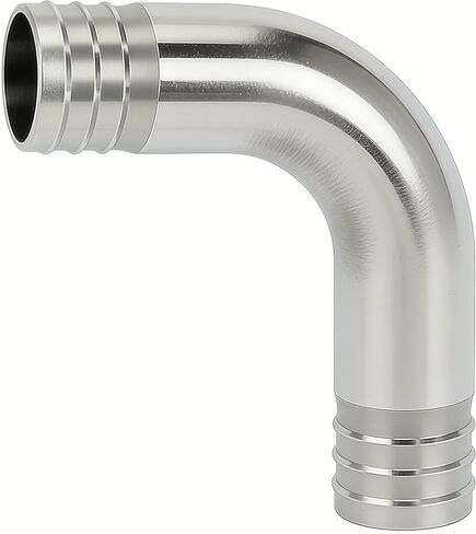 304 Stainless Steel Sanitary Hose Barb Fitting 2" Barbed x 2" Barbed 90 Degree Elbow, 1pc Fitting with 2pcs Hose Clamps in Kuwait