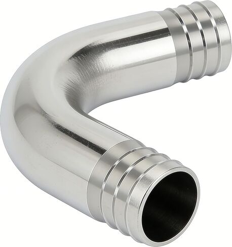 304 Stainless Steel Sanitary Hose Barb Fitting 2" Barbed x 2" Barbed 90 Degree Elbow, 1pc Fitting with 2pcs Hose Clamps in Kuwait