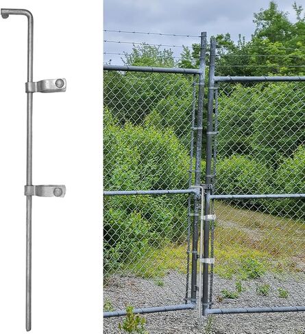 Chain Link Gate Drop Rod, 32 in x 1-5/8 in Cane Bolt for Single or Double Gates, Galvanized Steel Fence Drop Rod, for Yards, Gardens, Farms in Kuwait