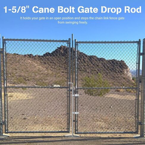 Chain Link Gate Drop Rod, 32 in x 1-5/8 in Cane Bolt for Single or Double Gates, Galvanized Steel Fence Drop Rod, for Yards, Gardens, Farms in Kuwait