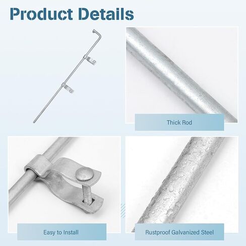 Chain Link Gate Drop Rod, 32 in x 1-5/8 in Cane Bolt for Single or Double Gates, Galvanized Steel Fence Drop Rod, for Yards, Gardens, Farms in Kuwait