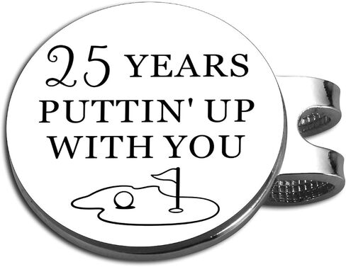 TI-EDC 25 Year Anniversary Decorations Gifts for Wife Husband Couple 25th Wedding Anniversary Silver Gifts for Women Men Golf Ball Marker Hat Clip Golf Accessories for Men Husband in Kuwait